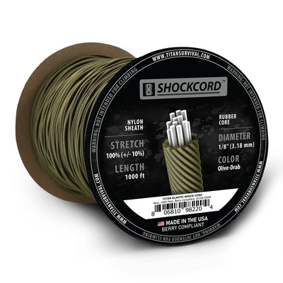 Synthetic Shock Cord with Polyester Jacket 1/8 Black (500 feet)