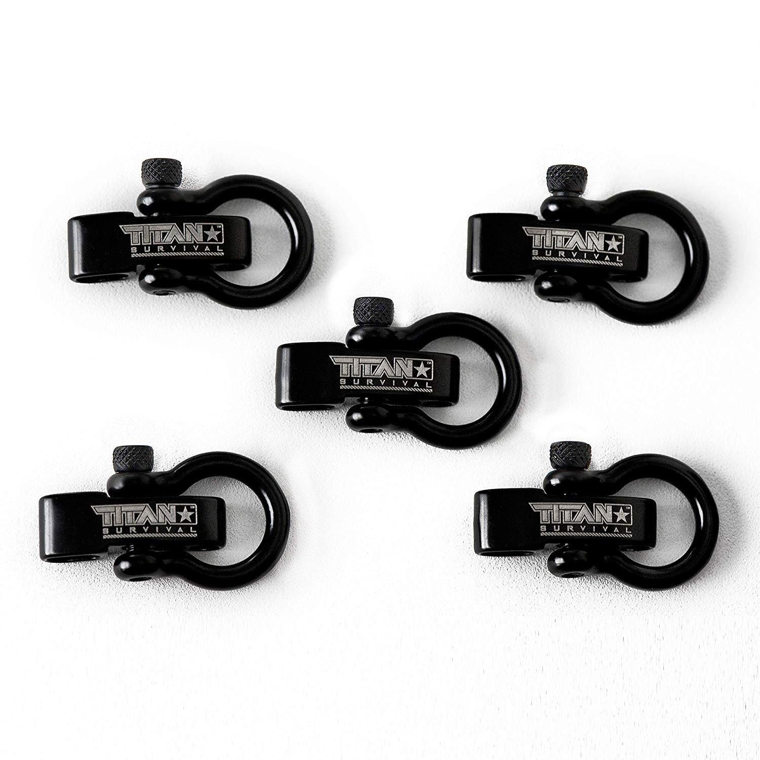 Stainless Steel Bow Shackles, 5-Pack, BLACK
