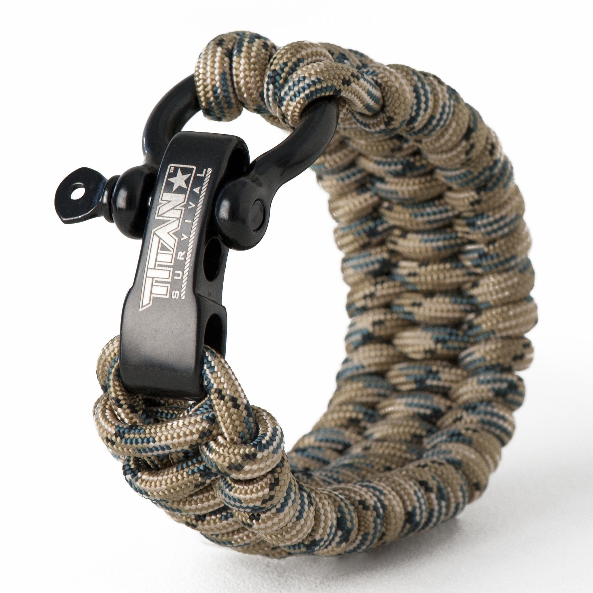 Titan Paracord Survival Bracelet | Made with Patented SurvivorCord (550 Paracord, Fishing Line, Snare Wire, and Waxed Jute for Fires)