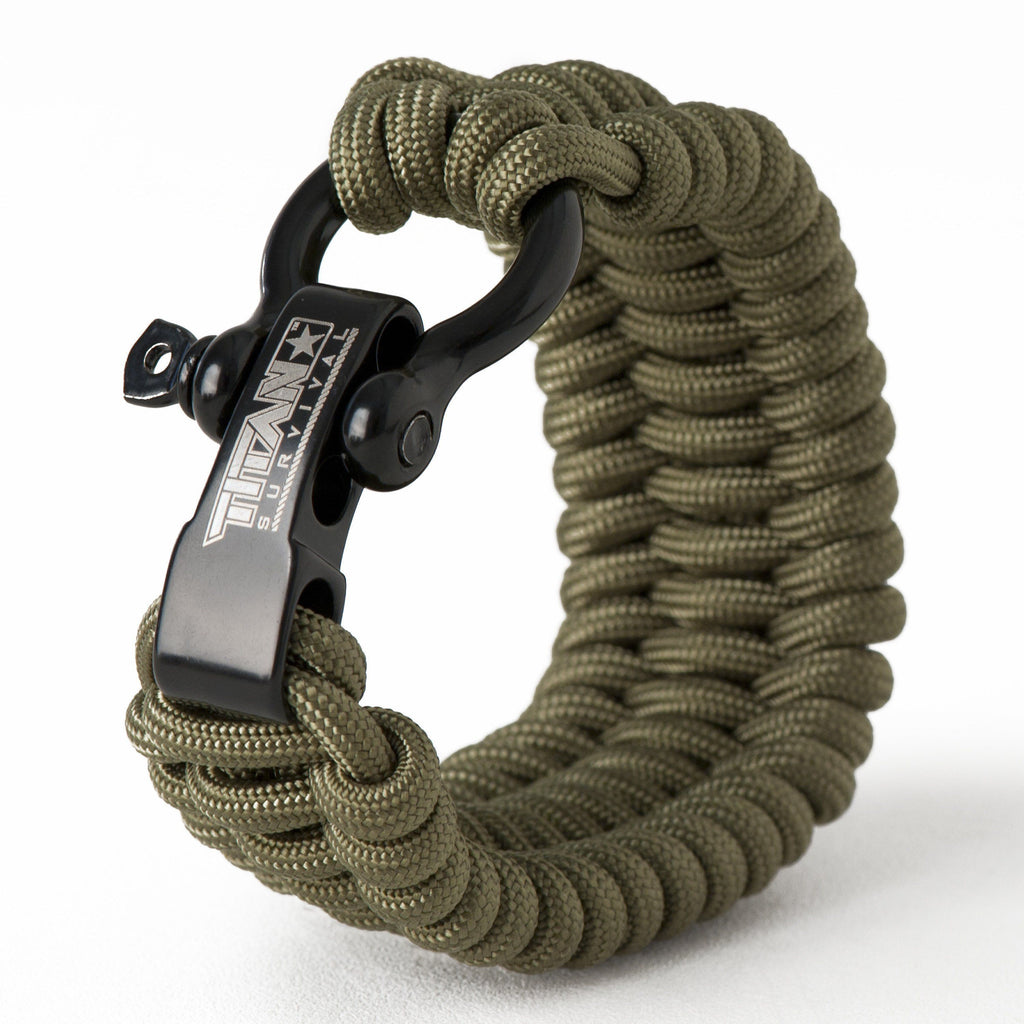 Parachute Cord with Metal Skull Men's Bracelet in Olive/Gray – BellaRyann